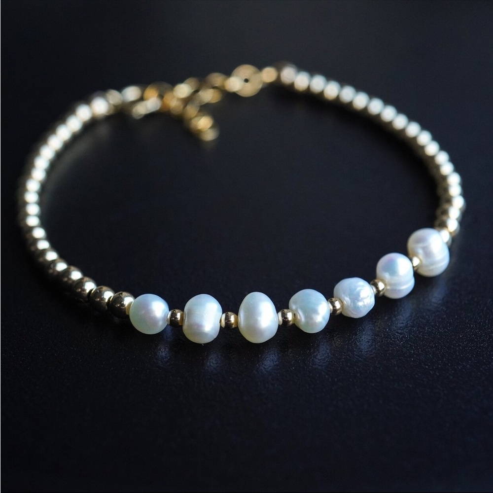 Pearl bracelet beaded 13k gold or sterling silver